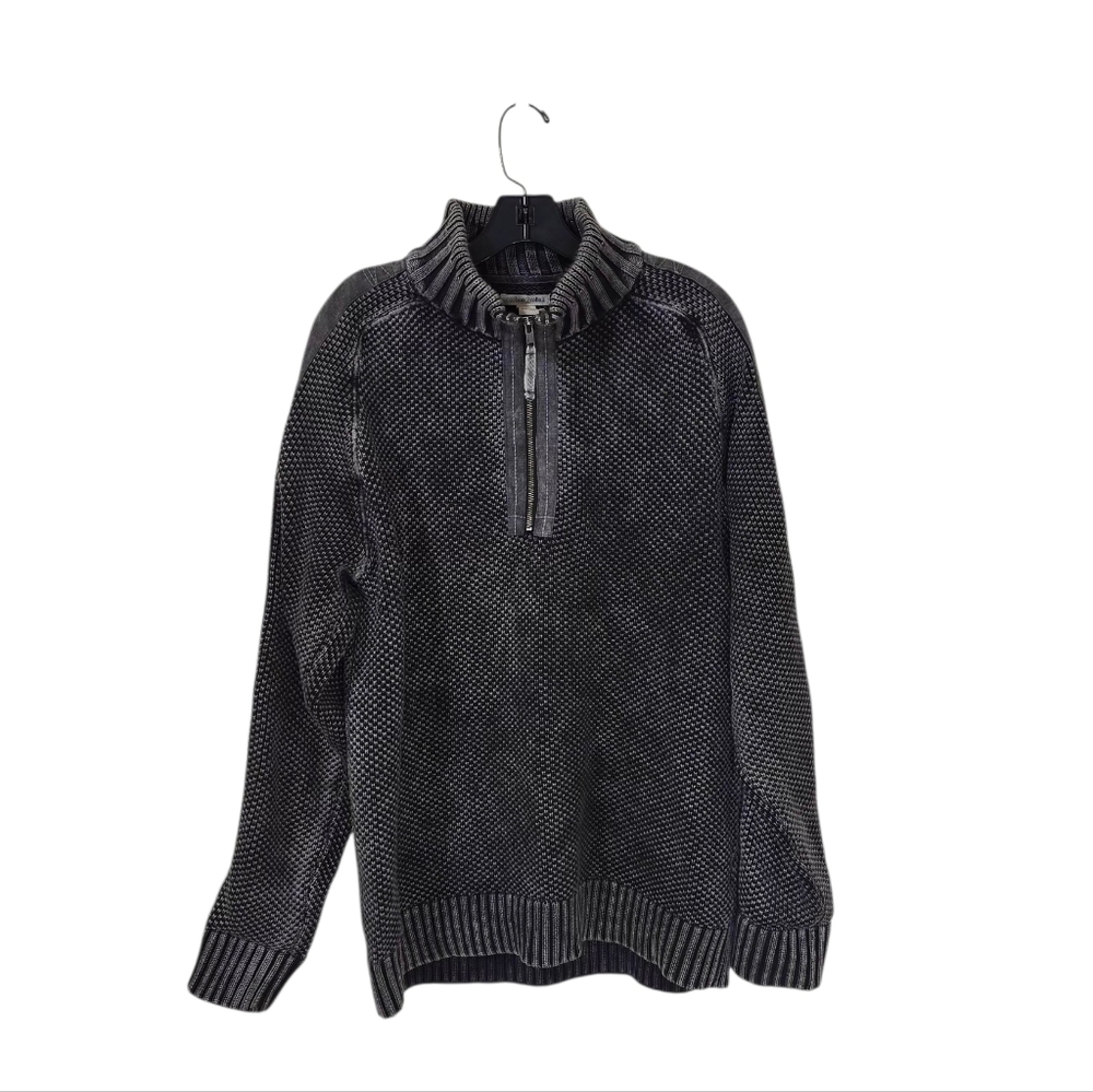 Carbon 2 Cobalt Mens Sweater Hi-Def 1/4 Zip Birds-Eye Rib-Knit‎ Chunky Medium